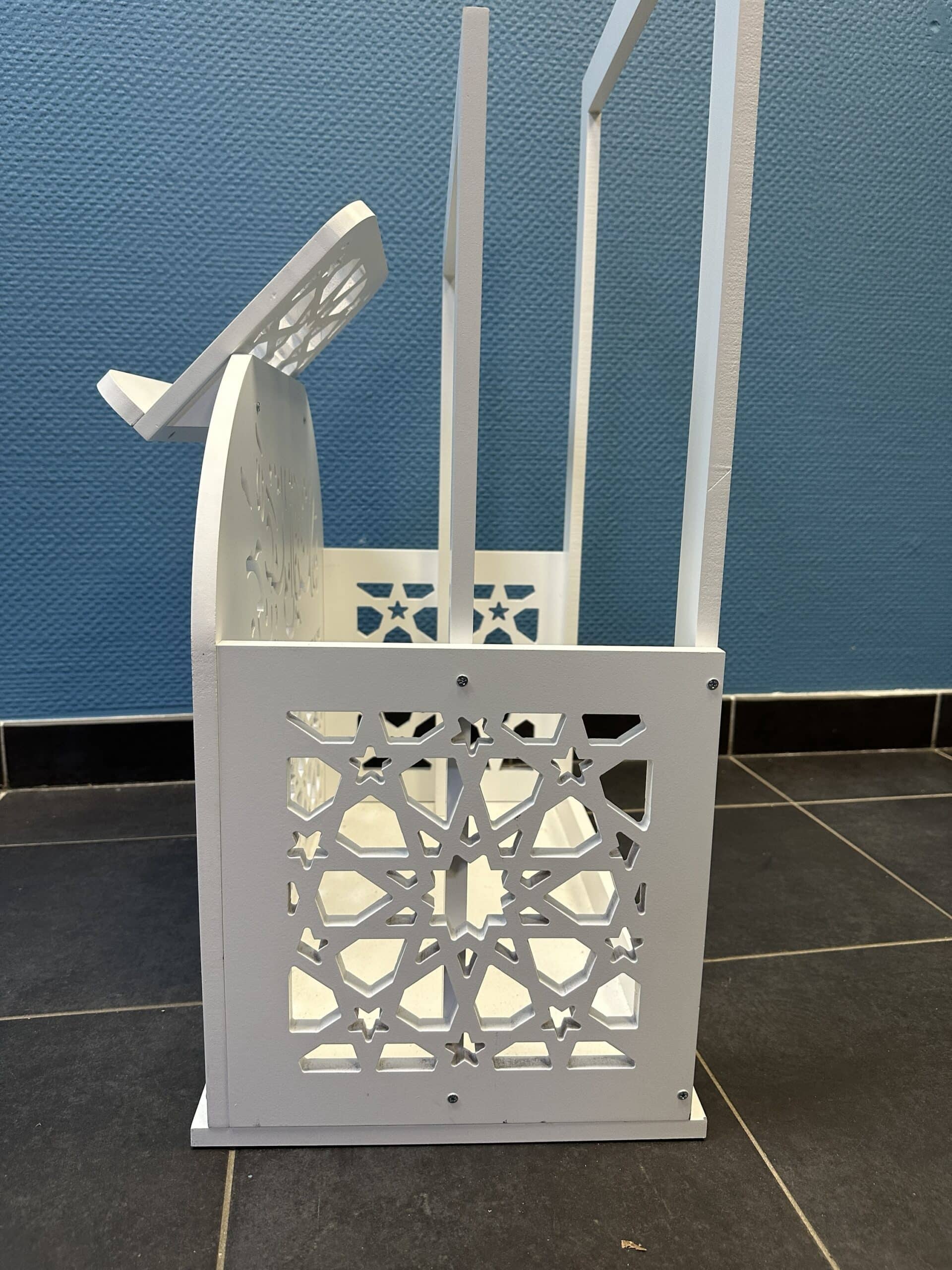 Meuble tapis de prière avec support Coran intégré – Bois solide – Coin prière musulman – Image 3